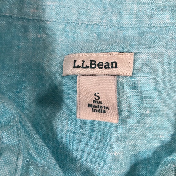 L.L. Bean Light Blue 100% Linen Short Sleeve Button-Down Shirt Size S - Picture 4 of 9